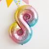 Korean Xiaohongshu 30-inch Rainbow Gradient Number Balloons for Children's Birthday Party Photo Decor.