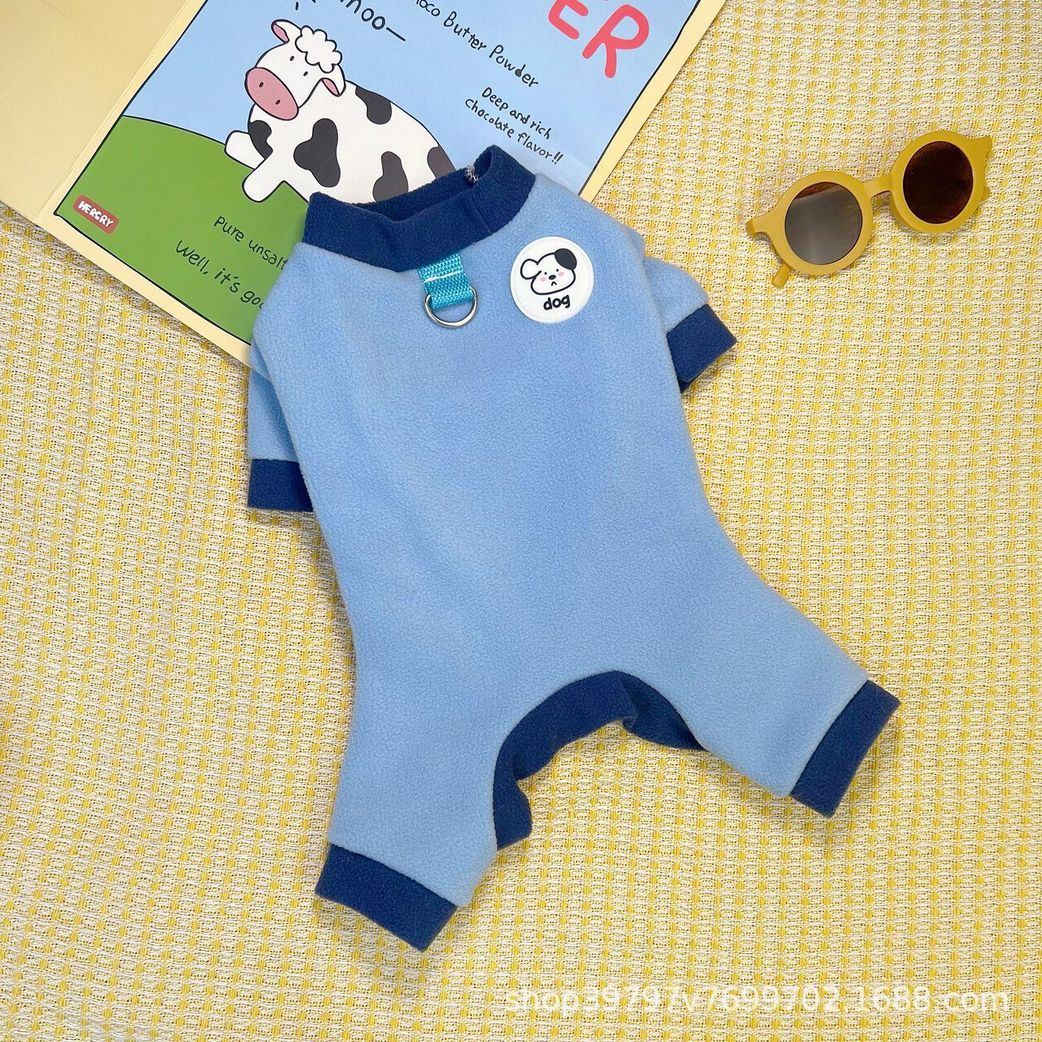 Собачья четырехлапая одежда осень и зима бархатная контрастных цветов четырехлапая одежда для домашних животных и кошек XS Reference 1-1.5kg