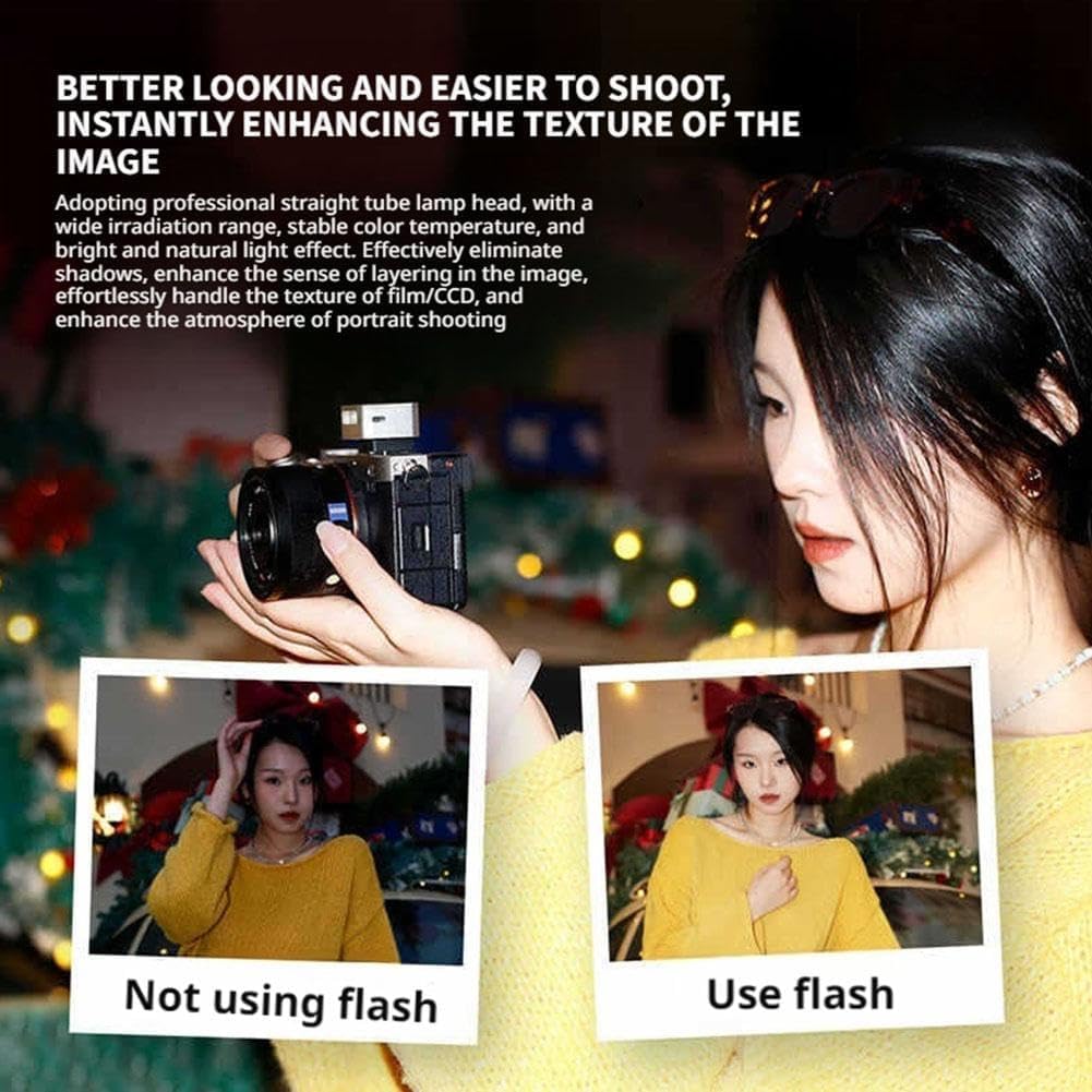 ZENIKO ZF04 Camera 372 2 Power GN8 Mini Flash for and Mini Flash with Photo Fill Light and Universal Hot Shoe Flash, Full-Power Flash, Levels, Type-C