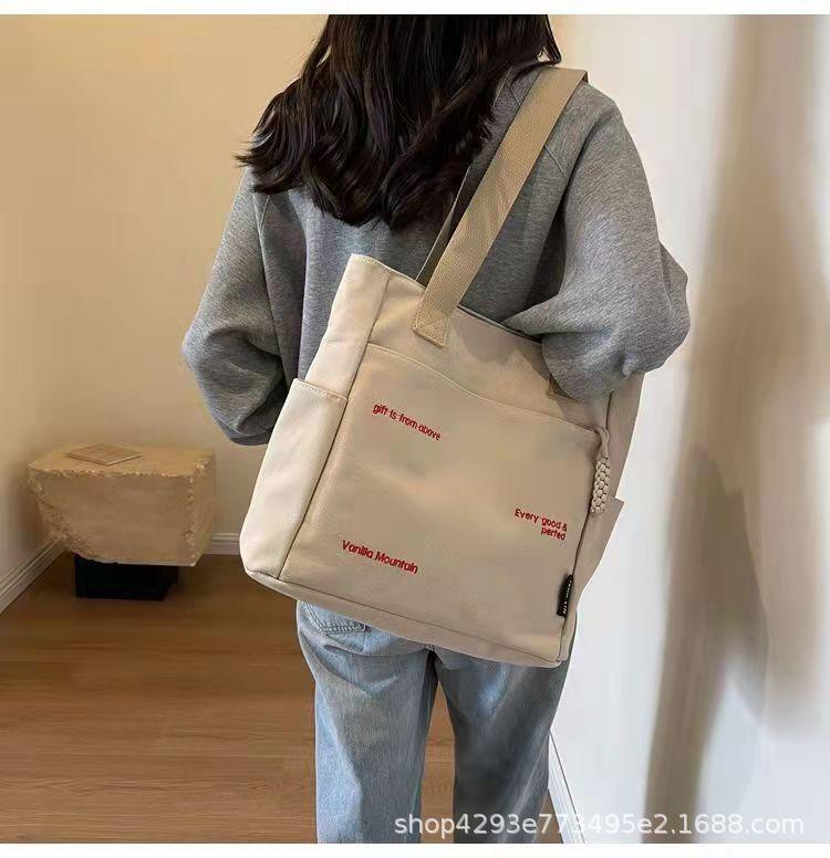 

Холщовая сумка Женская универсальная сумка через плечо Большая вместимость книга студенческая сумка для занятий Сумка-тоут