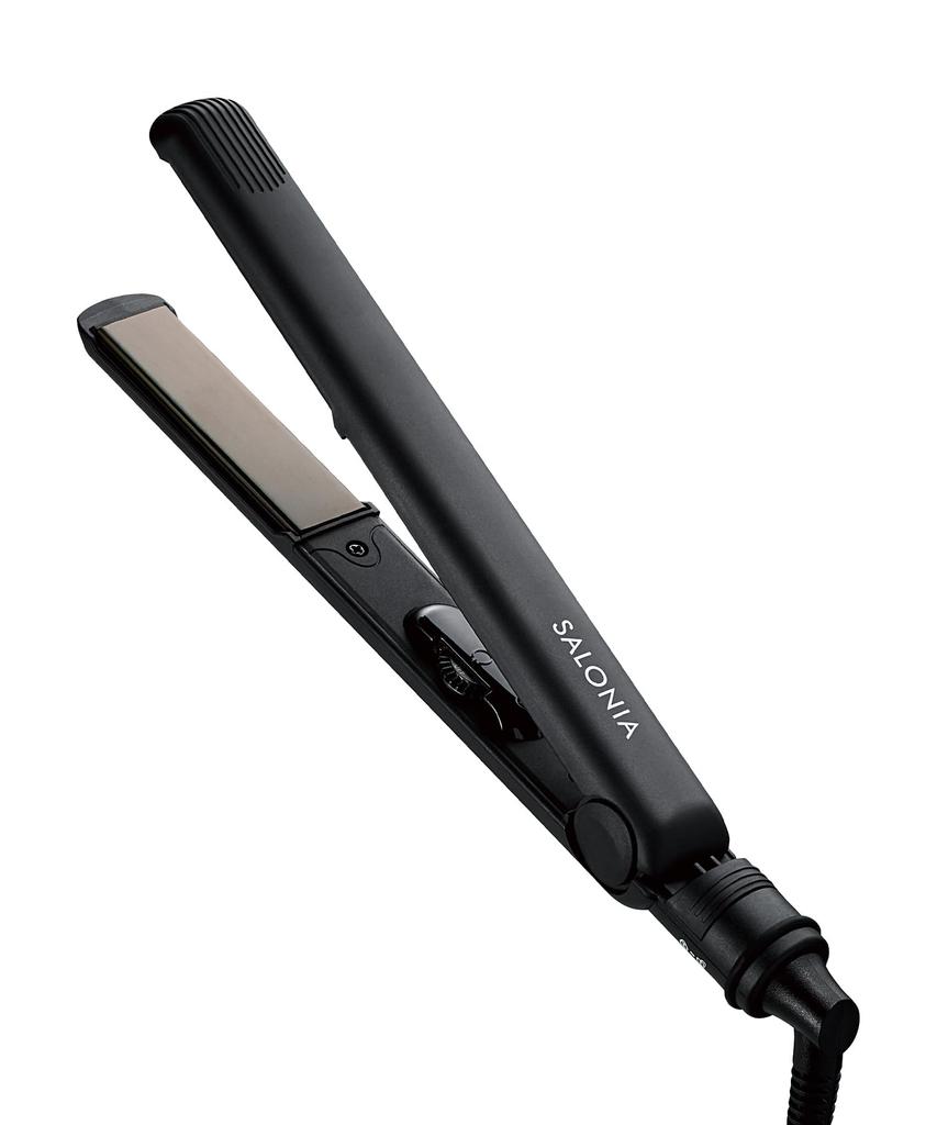 SALONIA Black Straightening with International Compatible SL-004S Iron/Hair Iron, 24mm, Heat-Resistant Pouch,