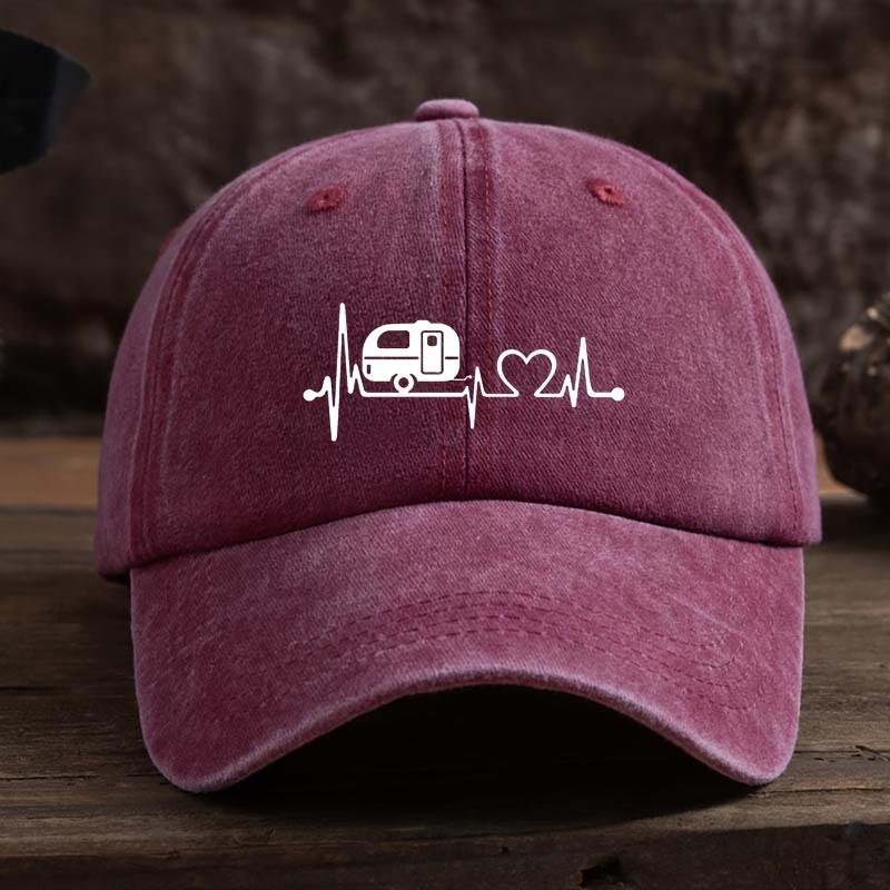 Fun Heartbeat Car Print Baseball Hat Fashionable Versatile Peaked Cap Men's Outdoor Hat