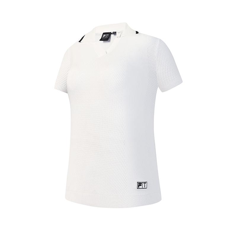 

Серия FILA Golf Простой Классический Ретро Спортивный Удобный Повседневный Вязаный Поло Короткий Рукав Женские топы Нефритово-Белый A11W625409FWT XL