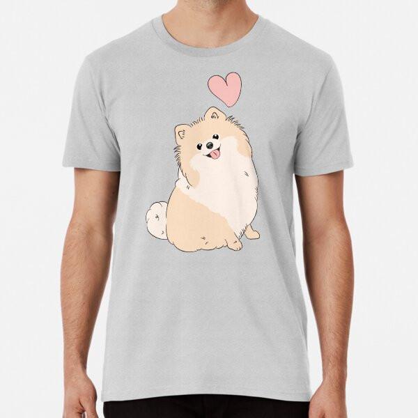 

ЛЮБОВЬ Крем Померанский шпиц Премиум Футболка S до 5XL Сделано в АВ/США Футболка XL