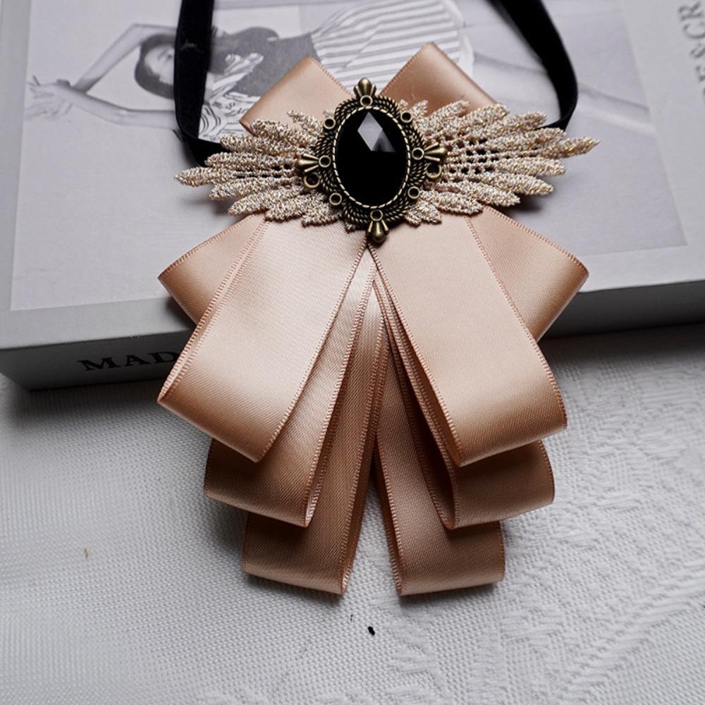 Fashion Faux Stone Men's Suit Lapel Flowers Alloy Polyester Bow Tie Necktie Neck Decoration Groom Formal Suit