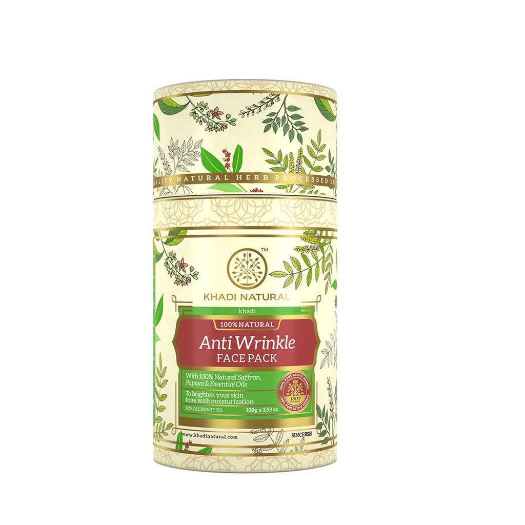 KHADI NATURAL Anti Wrinkle Herbal Face Pack 100g For Smooth Radiant Skin Care, Fine Lines Reduction, All Skin Types