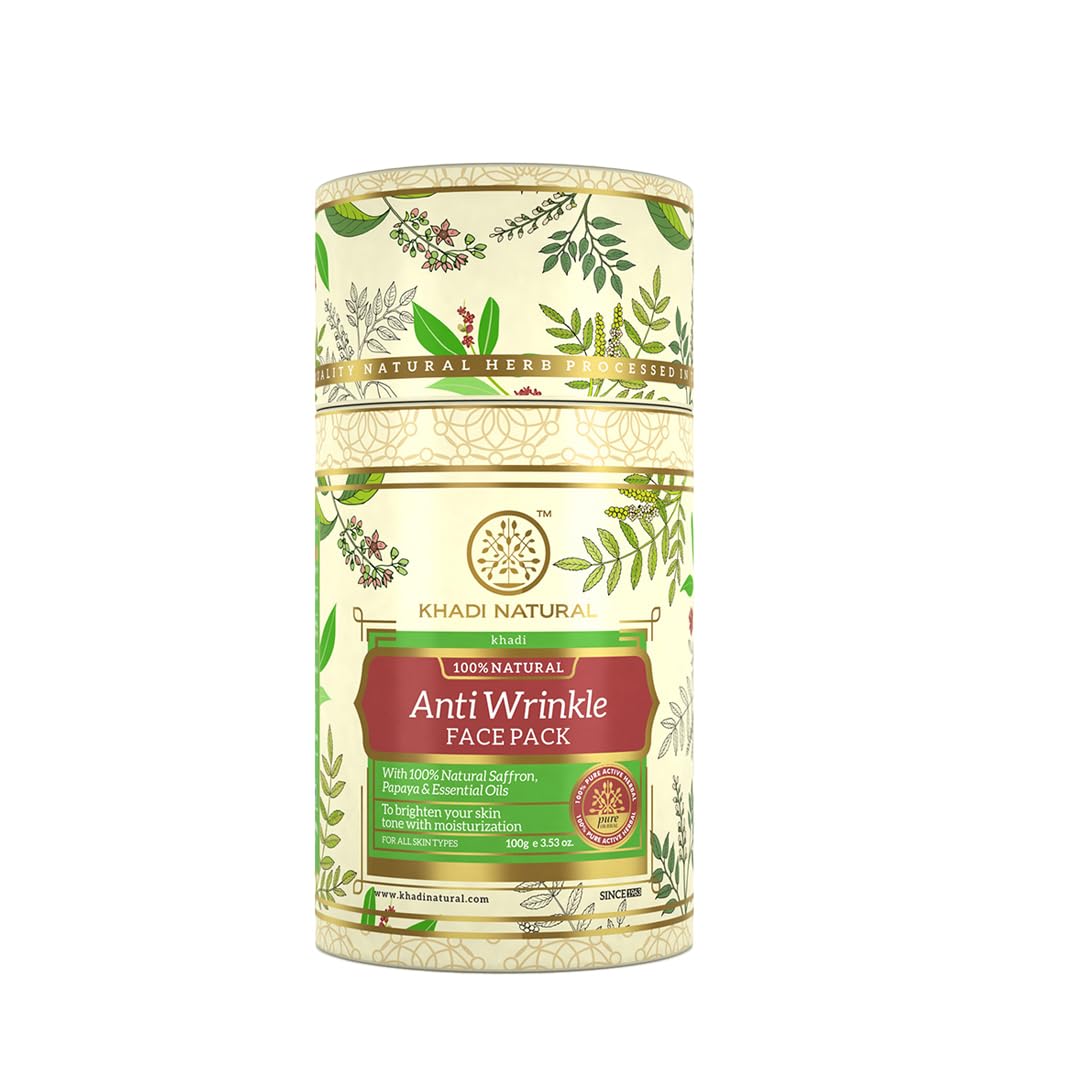 

Khadi Natural Anti Wrinkle Herbal Face Pack 100g For Smooth Radiant Skin Care, Fine Lines Reduction, All Skin Types