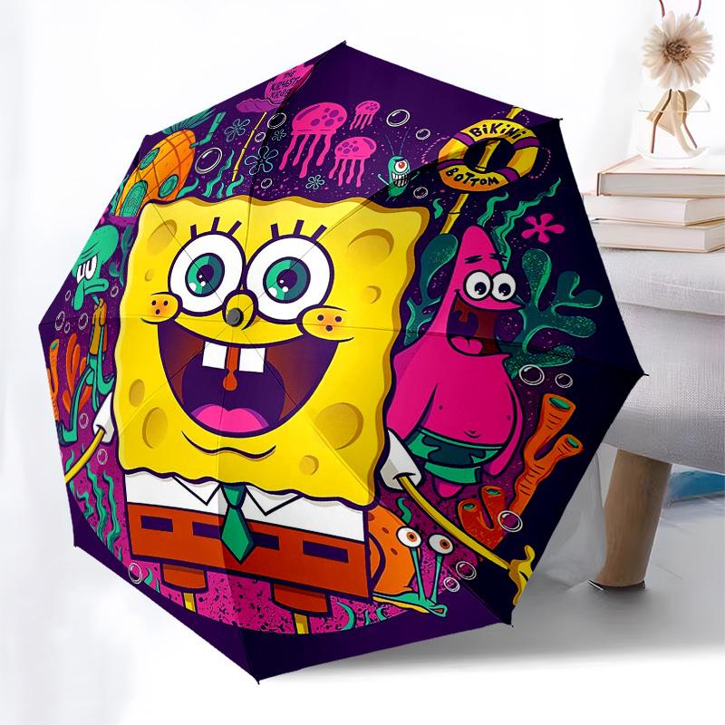 1pc SpongeBob SquarePants Umbrella with Plastic Handle,Suitable for All Seasons Home Travel Outdoor UmbrellaM1379