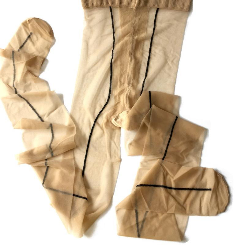 15D Women's Vintage Cuban Luxury Seamed Stockings Heel Toe Reinforcement T-crotch High Waist Pantyhose  Sexy Lingerie Women