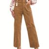 Women's Spring/Summer Corduroy Straight-Leg Pants - Fashionable Solid Color Versatile Design
