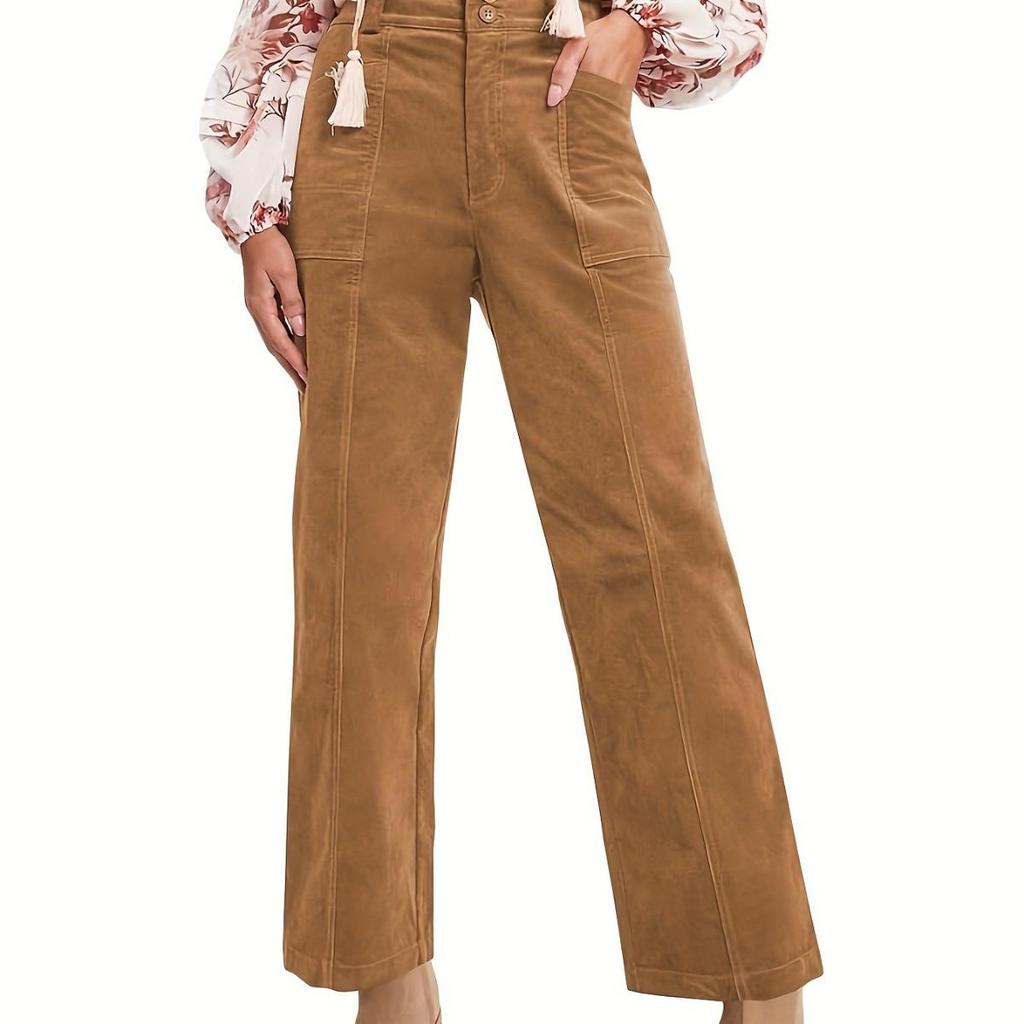 Women's Spring/Summer Corduroy Straight-Leg Pants - Fashionable Solid Color Versatile Design