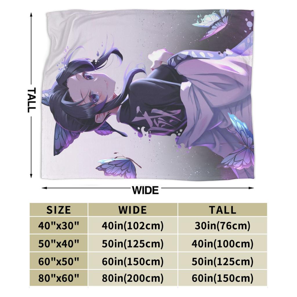 Shinobu Kochou Demon Slayer Blankets Fleece Kimetsu No Yaiba Japanese Devil's Blade Warm Throw Blankets for Sofa Bedding Throws