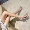 Women High Heel Sandals Summer New Fashion Open Toe Buckle Strap Black Peep Fashion Retro Plastic High Sexy Girls Comfortable