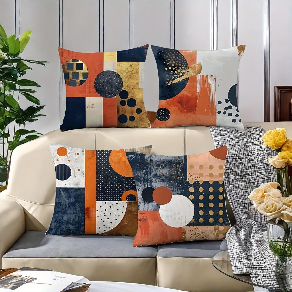 Colorful Geometric Print Home Decor Pillowcase Bedroom Living Room Sofa Decoration Polyester Cushion Cover With Zipper