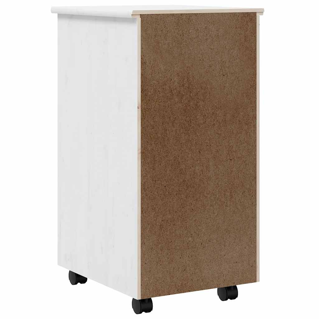 MOSS Mobile Drawer Cabinet in White Solid Pine Wood