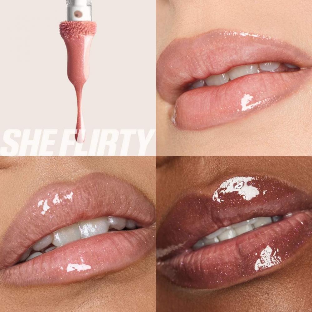 HudA BeAuty Falscher Filler Glänzender Nicht Klebriger Lipgloss 0,13 Unzen   3,9 ml She Flirty Ein Transparenter Rosafarbener Glanz