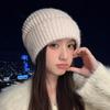 Alles passend Literarische Retro Pile Mütze Koreanischer Stil Verdickte gestrickte Wollmütze Großer Kopfumfang Kälteabweisend und warm Ausziehbare Mütze