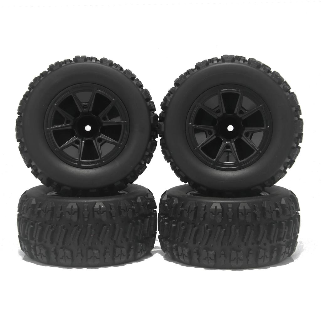 4PCS 90mm 12mm Hex Monster Truck Rubber Tires Off Road Buggy Wheel for 1/14 RC Car Wltoys 144010 MJX Hyper Go 14209 14210 RC Car
