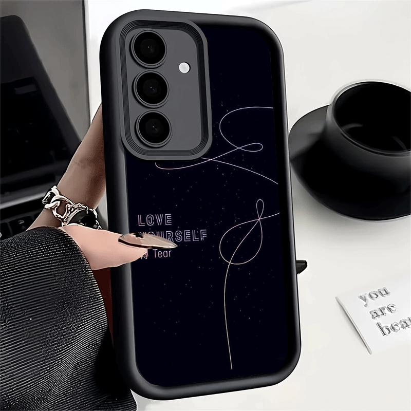 Phone Case for Samsung Galaxy A17 A16 A15 A14 A13 Love Yourself Flower Heart Line Kpop A56 A36 A26 A55 A35 A25 A54 A34 A24 A53 A