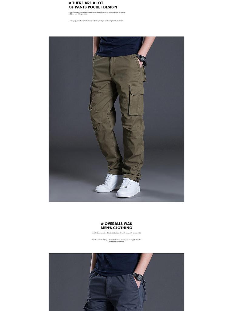 Men's Multi-Pocket Cargo Pants for Summer, Spring, and Autumn - Loose, Straight-Leg Casual Trousers