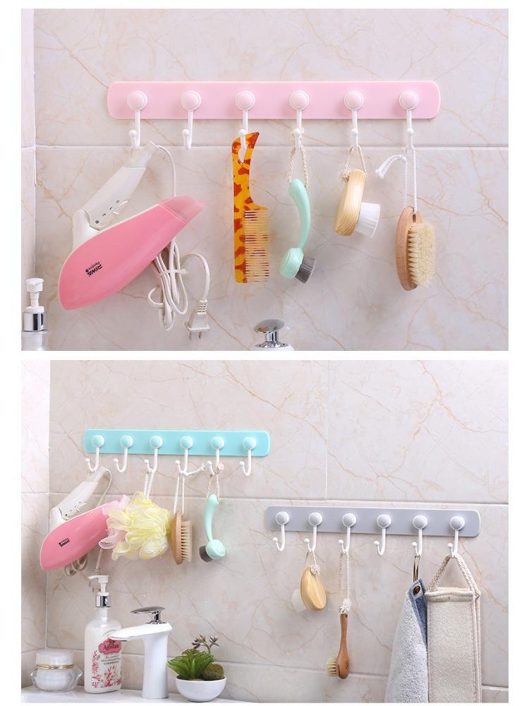 Creative Scandinavian Style Candy Color System Hooks Wall-mounted No-punch Storage Hooks Household Kitchen Bathroom Hooks