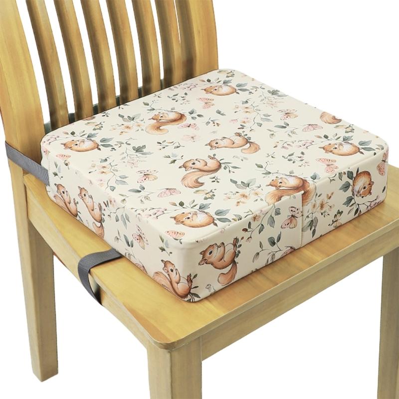 Booster Seat for Dining Table Printed Pattern Kids Booster Seat with Safety Buckles Anti-Slip Bottom Heightening Cushion