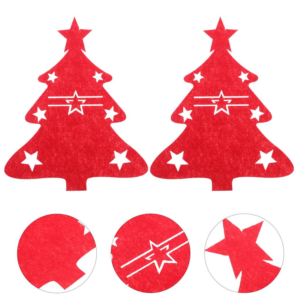 48Pcs Xmas Tree Cutlery Bags Felt Fork Spoon Holders Christmas Tableware Decoration Holiday Party Favor Table Setting