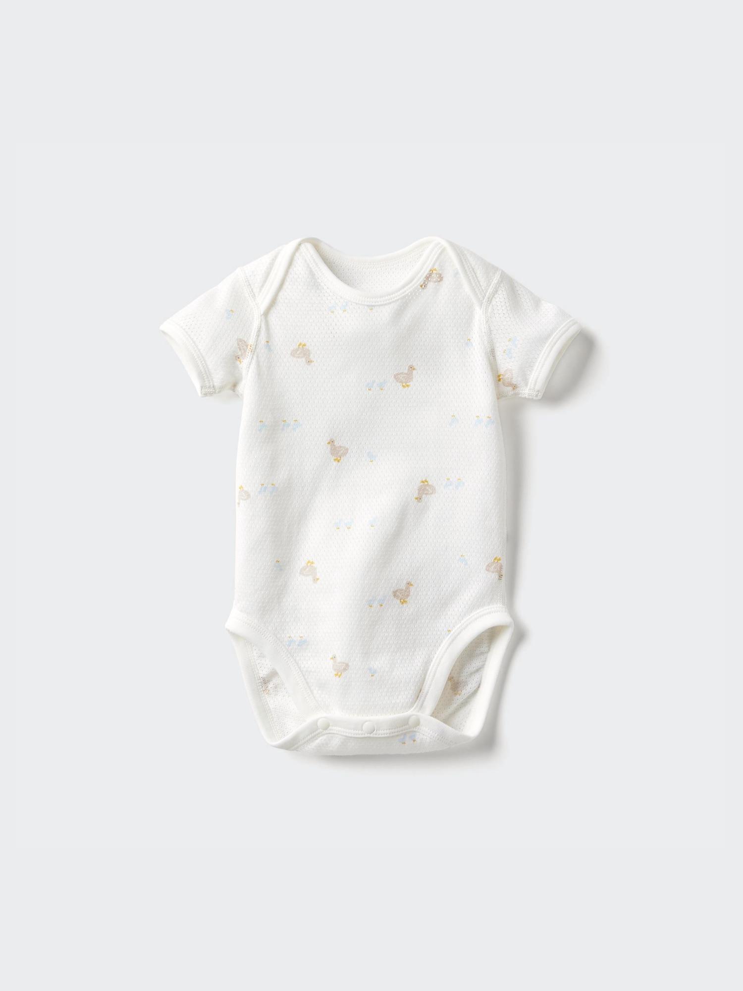 

Uniqlo Bn Хлопковая сетчатая внутренняя часть боди с коротким рукавом 30 NATURAL/BABY 90
