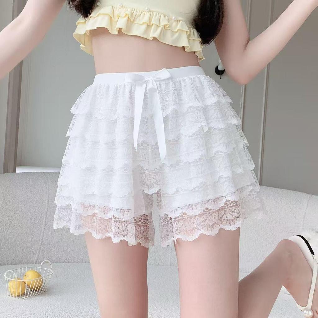 2025 Women's Anti-Exposure Three-Quarter Lace Bow Safety Shorts