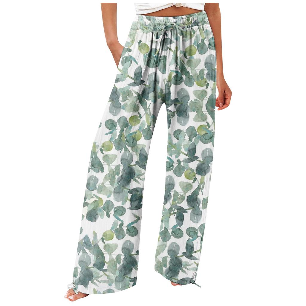 Pants For Women Flowy Summer High Waisted Wide Leg Print Pant Casual Pants