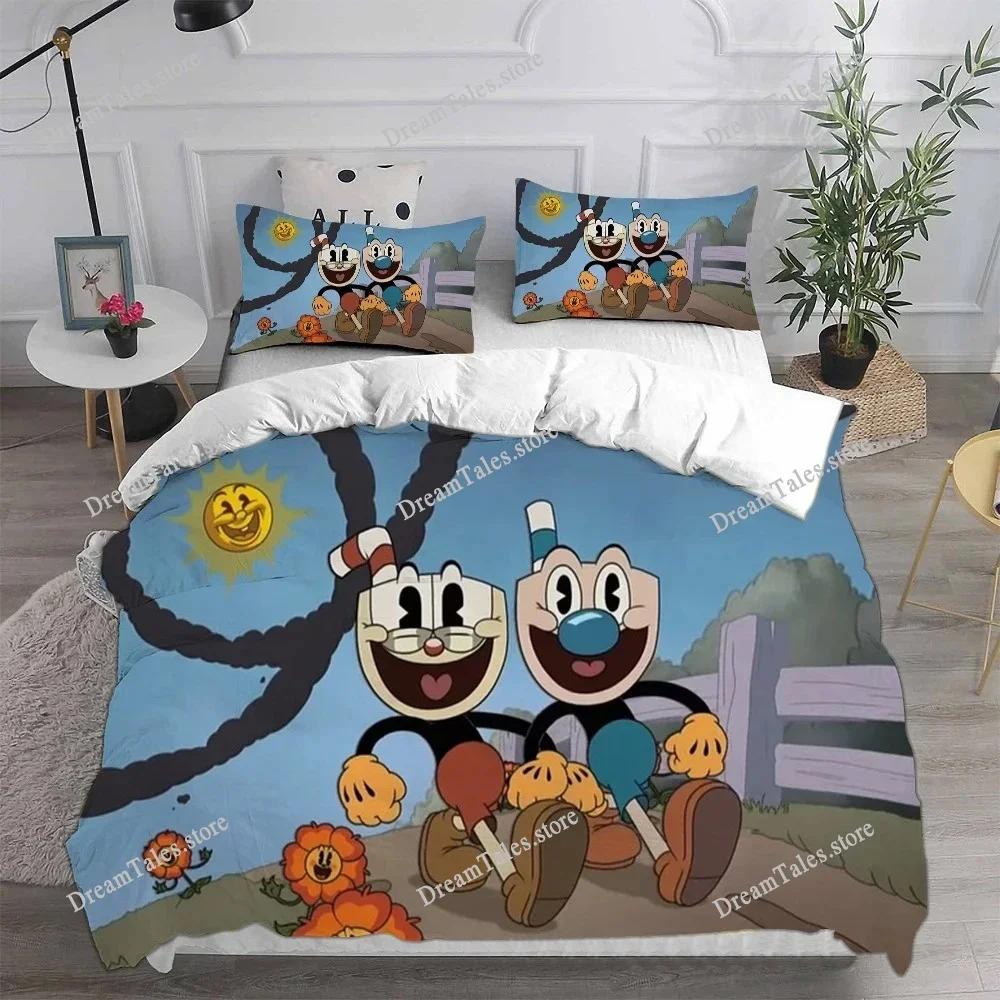 Cute Cartoon Game Cuphead Duvet Cover Pillowcase Bedding Set Adult Boy Girl Bedroom Decoration Children Gift Single Double Large