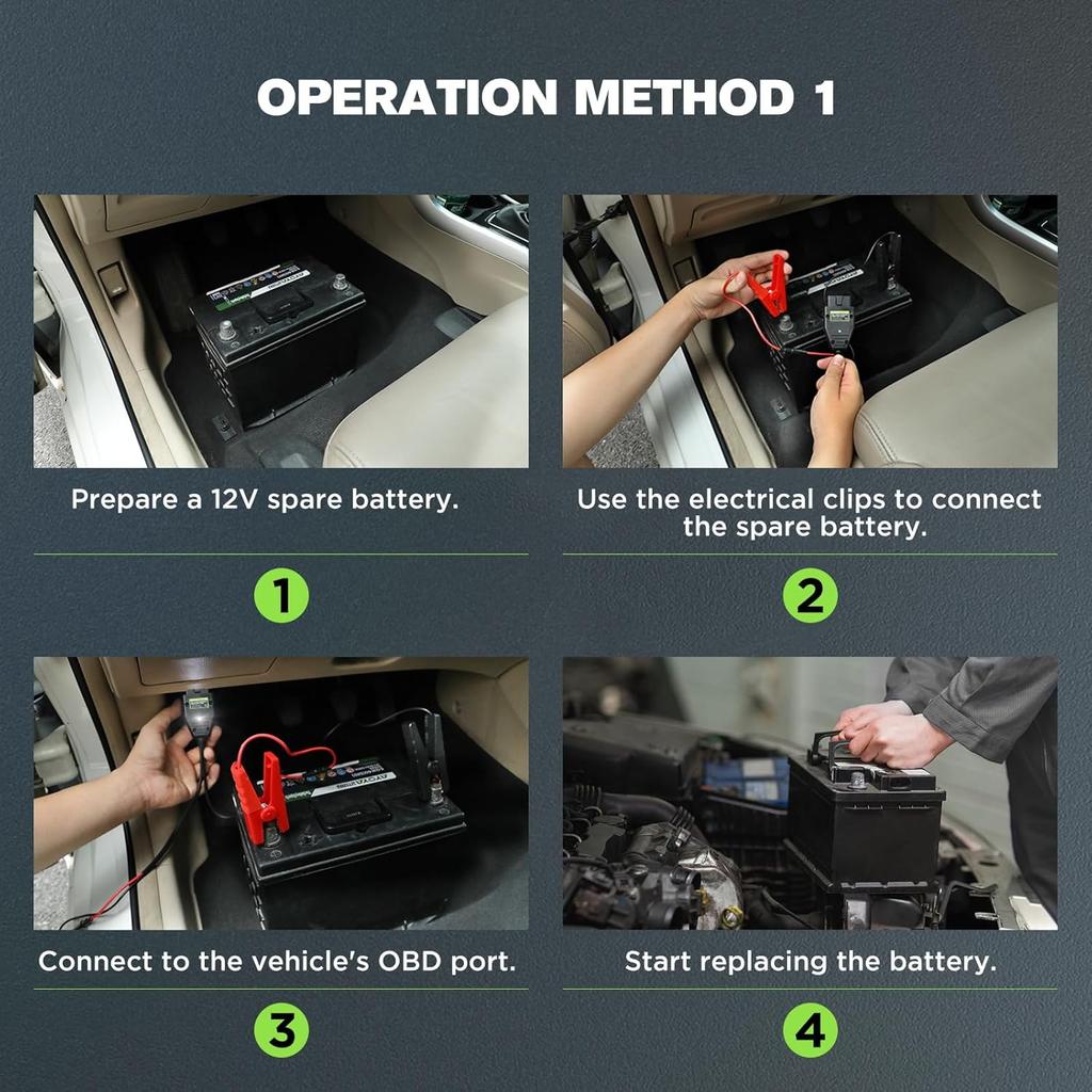 E60 OBD II Vehicle ECU Emergency Power Supply Cable 12V Car Memory Saver With 2 Alligator Clip&Battery Box