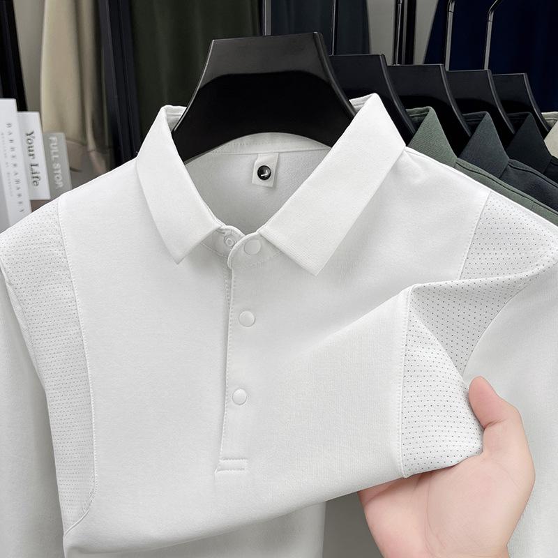 Korean Style Men's Quick-Dry Polo Shirt – Sporty, Breathable, Business Casual, Long Sleeve Lapel Design