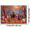 2D Mexican Festival Backdrop, Skeleton Family Party Background Cloth