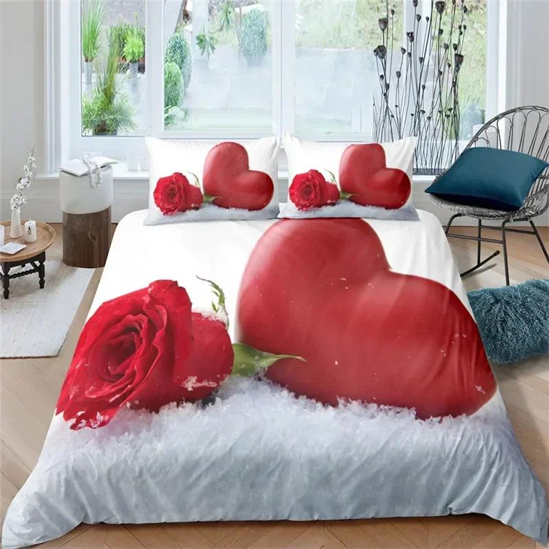 Rose Floral Romantic Theme Blossom Flowers Comfortable Duvet Quilt Cover Pillowcase Bedding Set Bedroom Decoration Home Textile