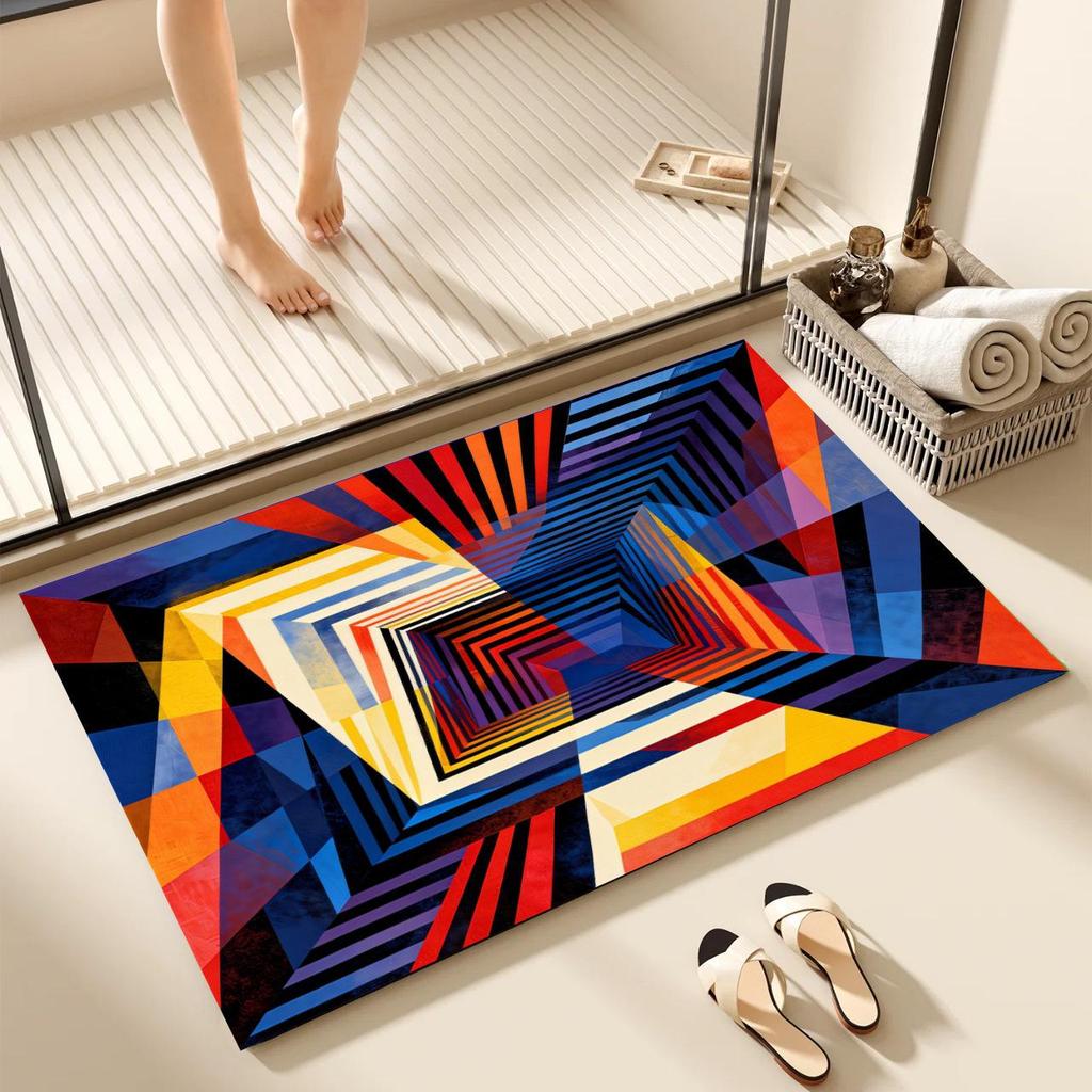 Geometric Dirt-Resistant Entrance Floor Mat - Easy To Clean & Wear-Resistant, Decorative Entryway Foot Mat