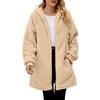 Winter New Loose Fuzzy Plush Women's Long Sleeve Hooded Zip Up Cardigan Coat for Europe America