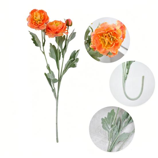 Fiore di Peonia Artificiale con 2 Fiori Doppi e 1 Bocciolo Ramo di Peonia Finta con Gambo per Bouquet da Sposa Fai-da-te Centrotavola per Casa Ufficio