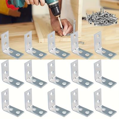 20 Pièces Équerres d'Angle en Métal en Forme de L - Supports d'Angle à Angle Droit avec Vis pour Meubles Étagères Armoire Table Chaise Réparation & Renforcement