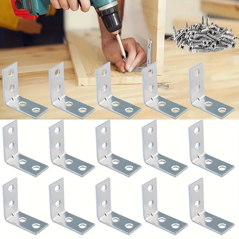 20Pcs Metal L-Shaped Angle Brackets - Right Angle Support Corner Braces with Screws for Furniture Shelves Wardrobe Table Chair Repair & Reinforcement