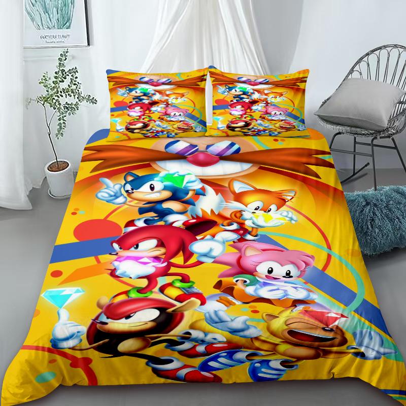 Sonic Duvet Cover for Kids Cool Bedding Set, Duvet Cover for Bedroom Decor Twin, Double, Queen,Soft and Comfortable and King