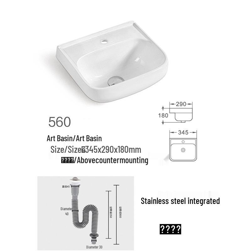 Square Ceramic Wall-Mounted Mini Bathroom Washbasin