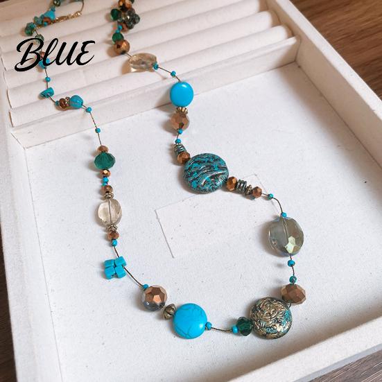Choker Necklace Vintage Beaded with Colorful Stones Friendly To Stone