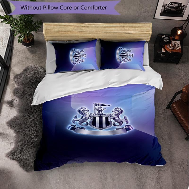 Newcastle United Football 3 Piece Bedding Set Soft Duvet Cover Set with Pillowcases Printed Bedroom Decor Set for Home