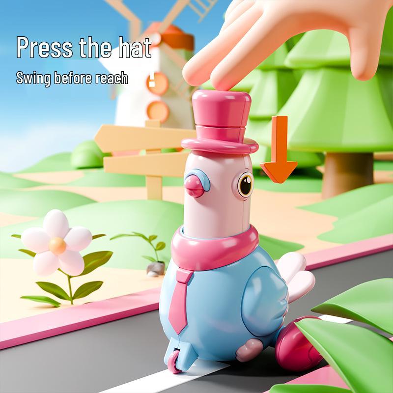 Press & Swing Pigeon: Baby Crawling & Head Lifting Training Puzzle Toy - Birthday Gift