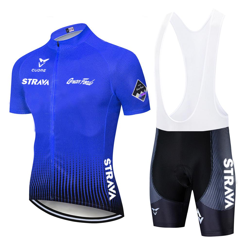 Summer STRAVA Cycling Suit Set for Men Breathable Sweat-wicking Cycling Suit Road Bike Sportswear