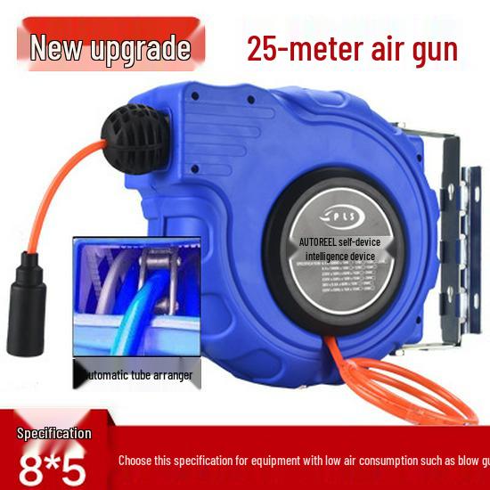 Retractable Air Hose Reel with 12*8MM Braided PU Hose for Pneumatic Tools and Car Detailing