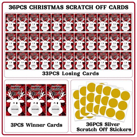 Frohe Weihnachten Rubbelspielkarten Feiertags Rentier Tombola Karte für Gruppen Kinder Erwachsene Weihnachtsfeier Zubehör
