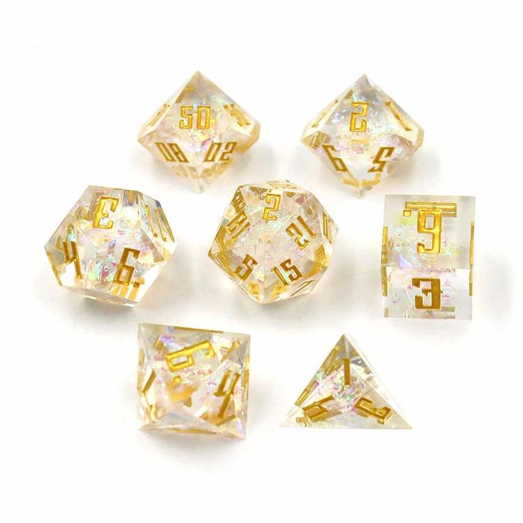 7pcs/SetAnimals Handmade D&d Dnd Dice Set Resin Galaxy Sharp Edge Sex Polyhedral For Dungeons And Dragons Dadi Dados Rol Rainbow
