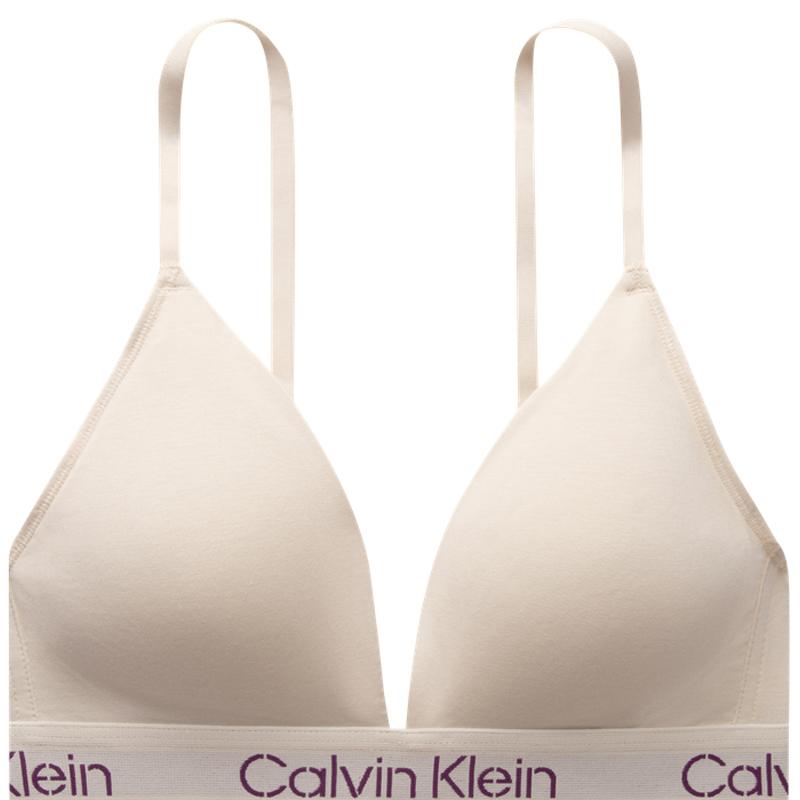 

Calvin Klein Современный бюстгальтер с мягкой беспроводной поддержкой и треугольными чашками, женское нижнее белье цвета слоновой кости QF7456YAE S